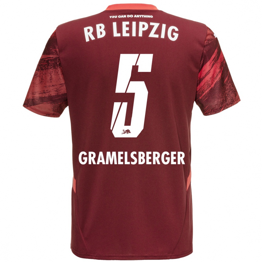 Kids Football Lennert Gramelsberger #5 Burgundy Away Jersey 2024/25 T-Shirt