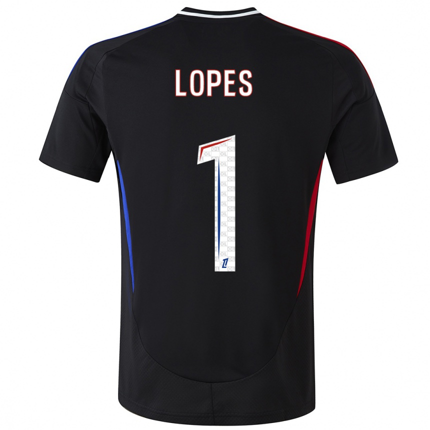 Kids Football Anthony Lopes #1 Black Away Jersey 2024/25 T-Shirt