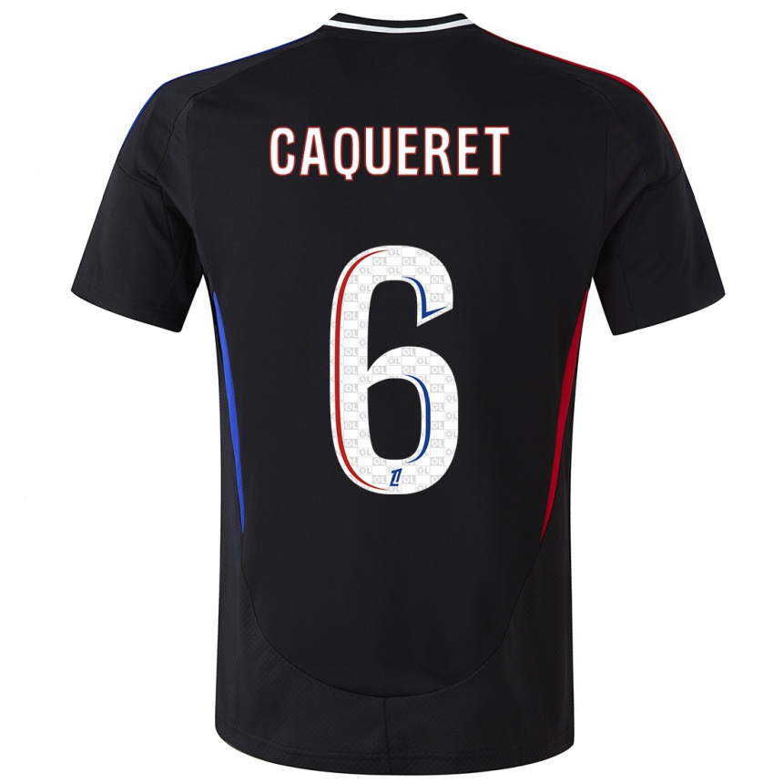 Kids Football Maxence Caqueret #6 Black Away Jersey 2024/25 T-Shirt