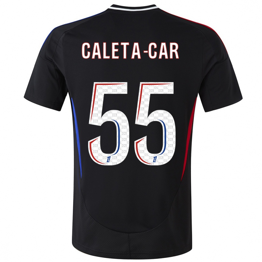 Kids Football Duje Caleta-Car #55 Black Away Jersey 2024/25 T-Shirt