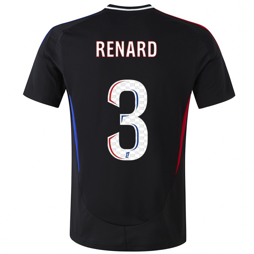 Kids Football Wendie Renard #3 Black Away Jersey 2024/25 T-Shirt