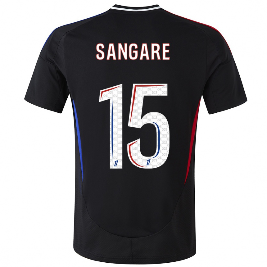 Kids Football Wassa Sangaré #15 Black Away Jersey 2024/25 T-Shirt