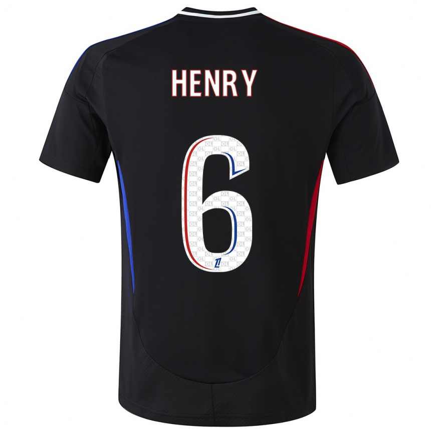 Kids Football Amandine Henry #6 Black Away Jersey 2024/25 T-Shirt