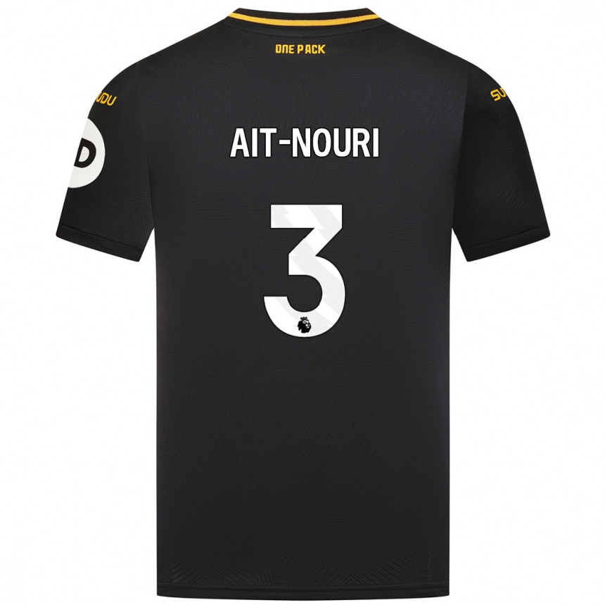 Kids Football Rayan Aït-Nouri #3 Black Away Jersey 2024/25 T-Shirt