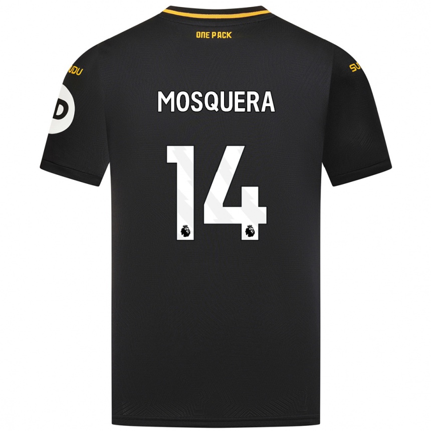 Kids Football Yerson Mosquera #14 Black Away Jersey 2024/25 T-Shirt