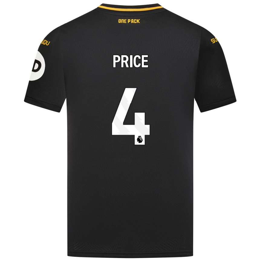 Kids Football Anna Price #4 Black Away Jersey 2024/25 T-Shirt