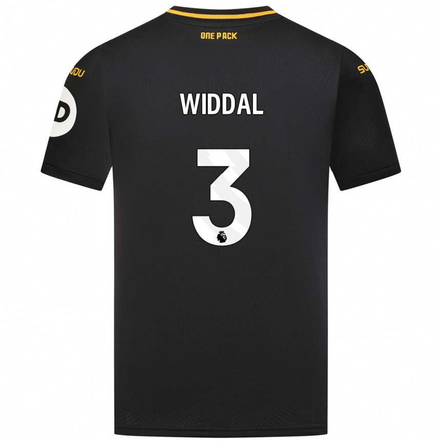 Kids Football Natalie Widdal #3 Black Away Jersey 2024/25 T-Shirt