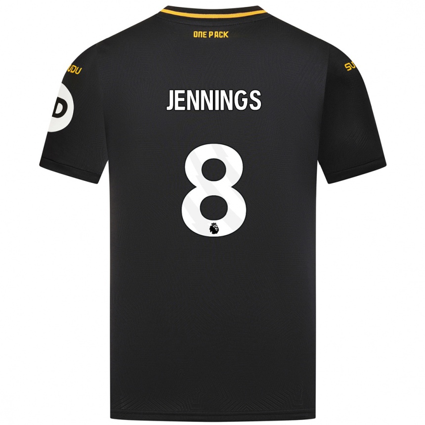 Kids Football Shannie Jennings #8 Black Away Jersey 2024/25 T-Shirt