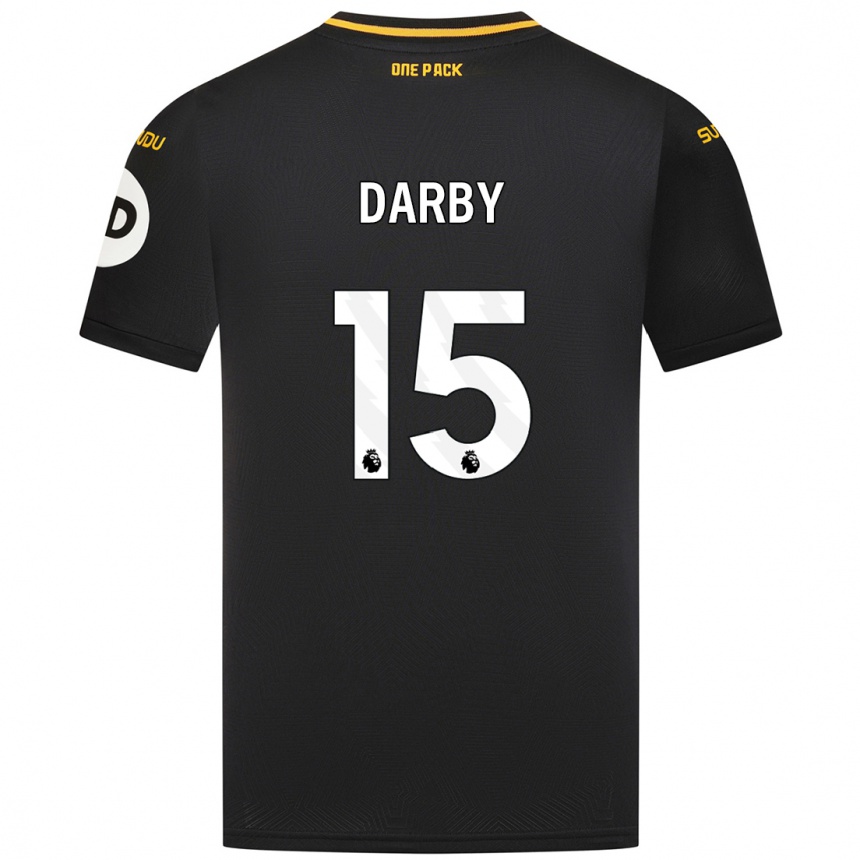 Kids Football Kelly Darby #15 Black Away Jersey 2024/25 T-Shirt