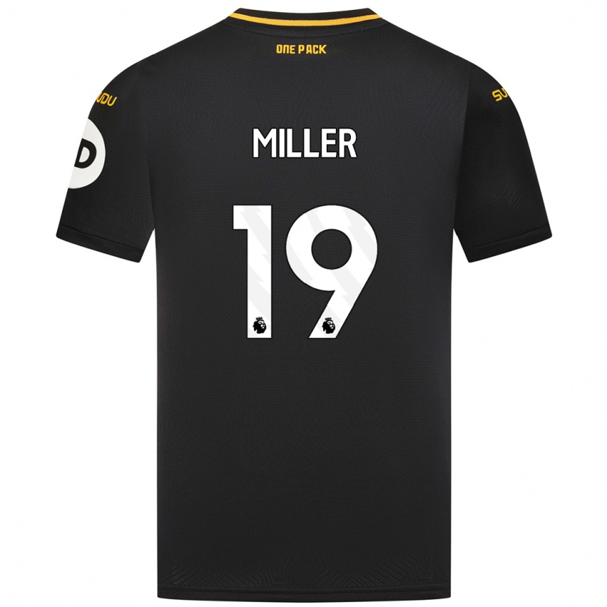 Kids Football Ali Miller #19 Black Away Jersey 2024/25 T-Shirt