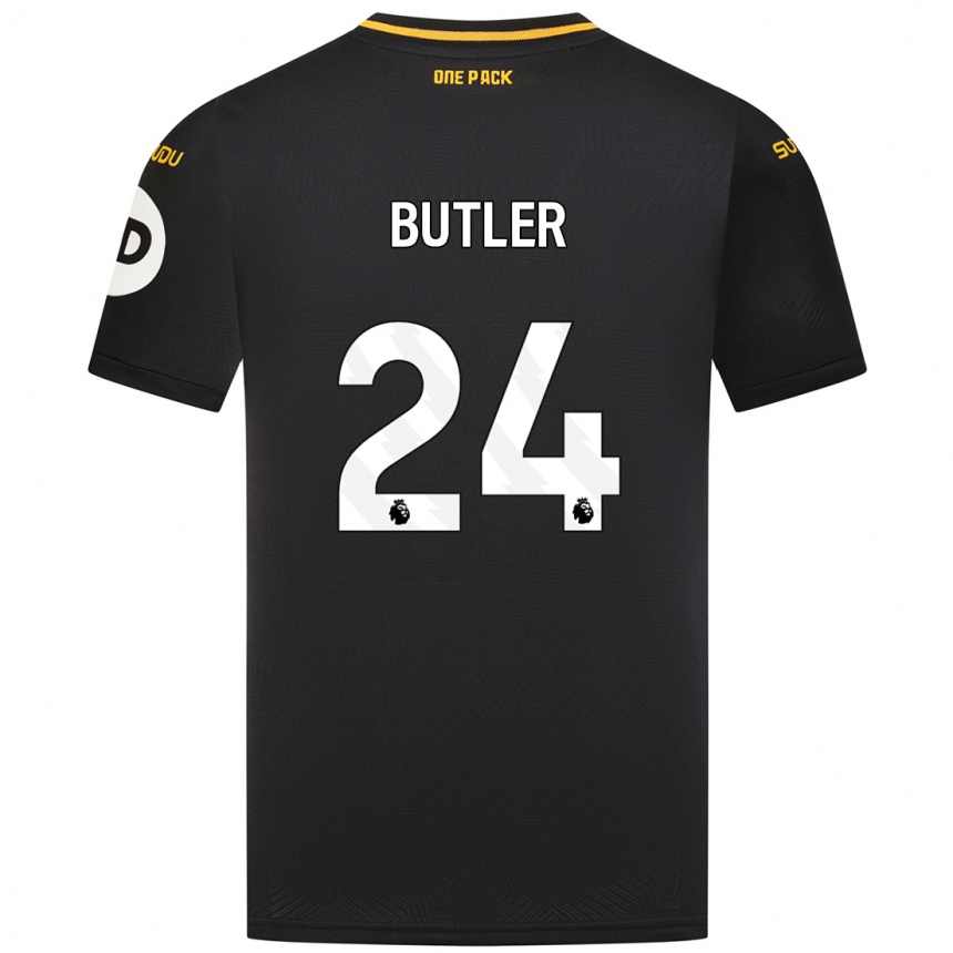 Kids Football Elli Butler #24 Black Away Jersey 2024/25 T-Shirt