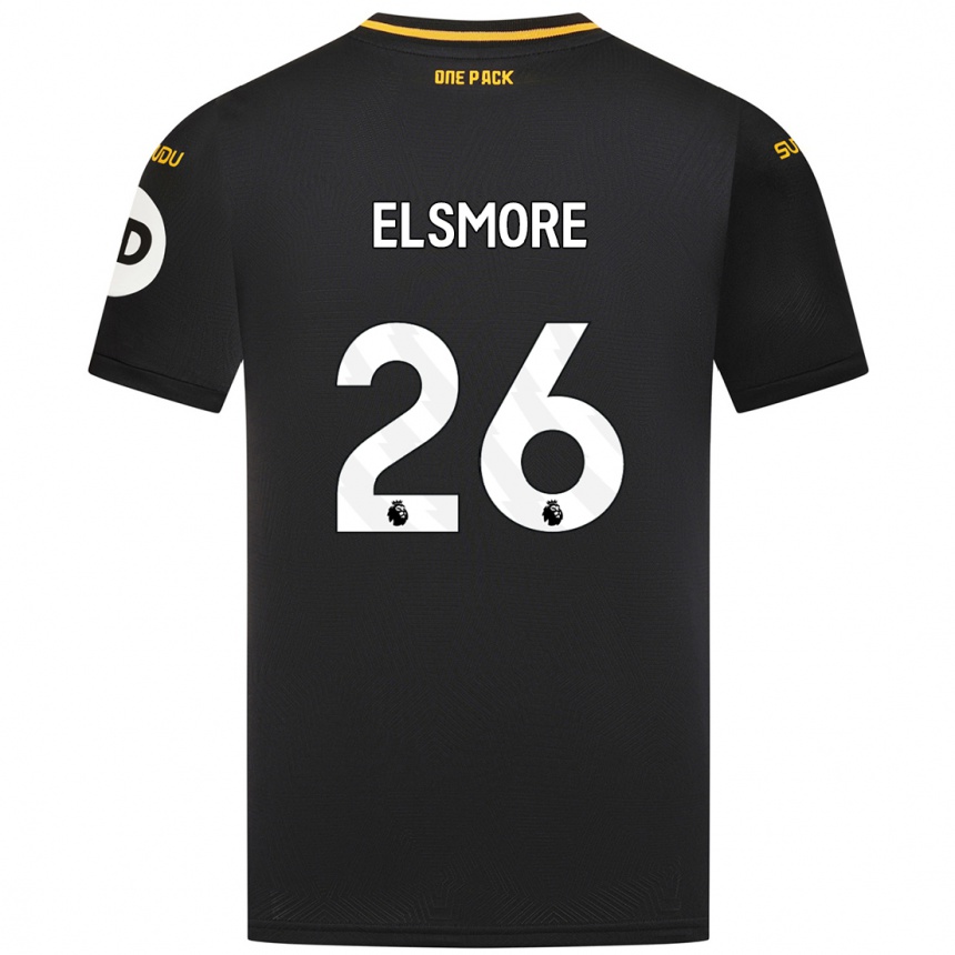 Kids Football Ria Elsmore #26 Black Away Jersey 2024/25 T-Shirt