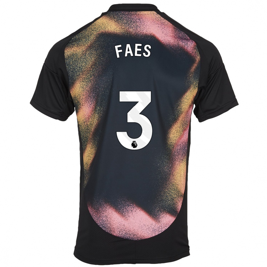 Kids Football Wout Faes #3 Black White Away Jersey 2024/25 T-Shirt