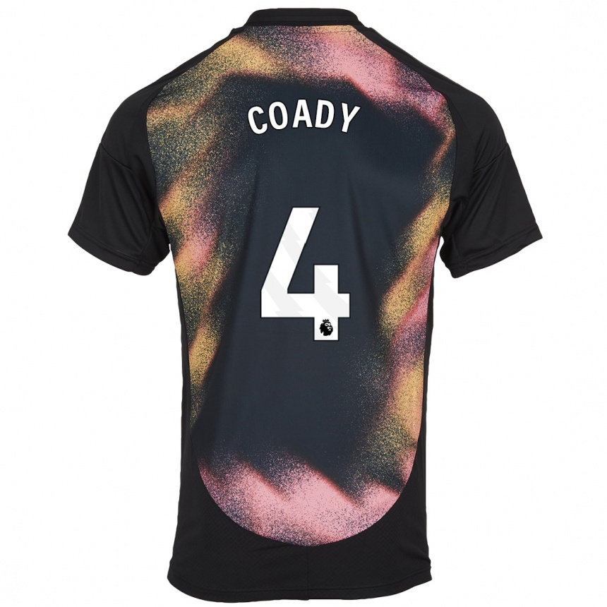 Kids Football Conor Coady #4 Black White Away Jersey 2024/25 T-Shirt