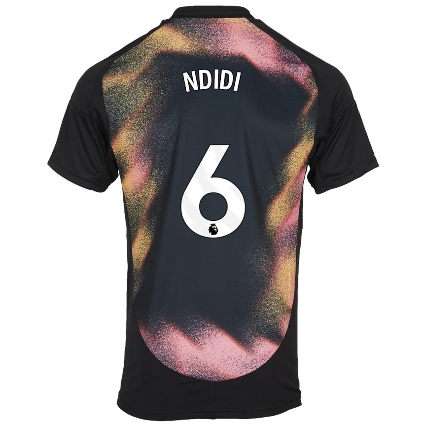 Kids Football Wilfred Ndidi #6 Black White Away Jersey 2024/25 T-Shirt