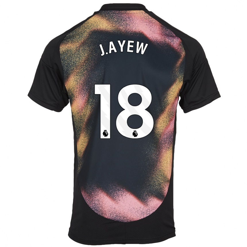 Kids Football Ayew #18 Black White Away Jersey 2024/25 T-Shirt