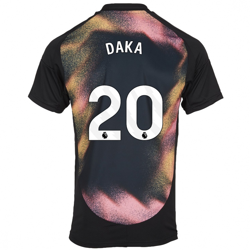 Kids Football Patson Daka #20 Black White Away Jersey 2024/25 T-Shirt