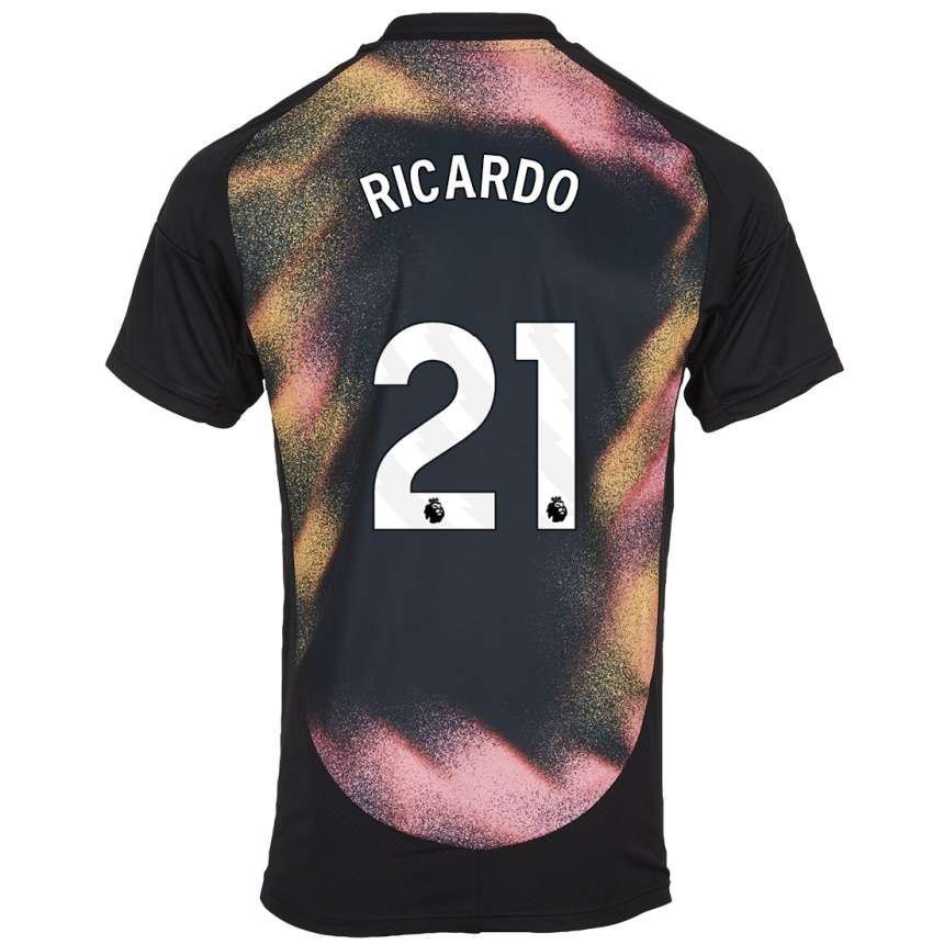 Kids Football Ricardo Pereira #21 Black White Away Jersey 2024/25 T-Shirt