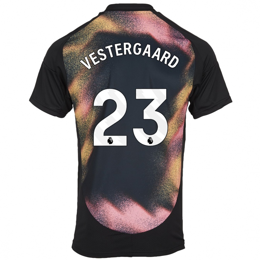 Kids Football Jannik Vestergaard #23 Black White Away Jersey 2024/25 T-Shirt