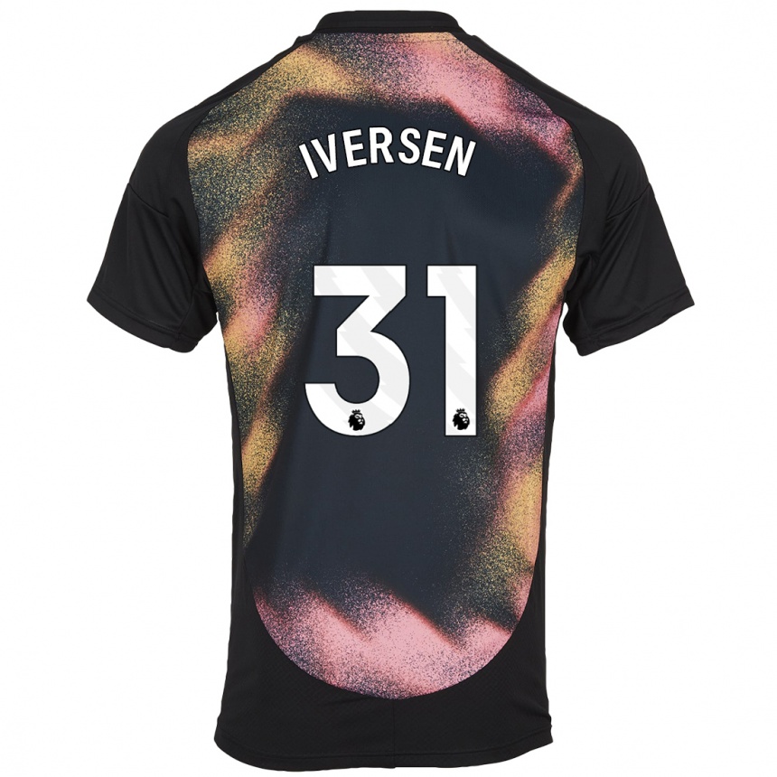 Kids Football Daniel Iversen #31 Black White Away Jersey 2024/25 T-Shirt