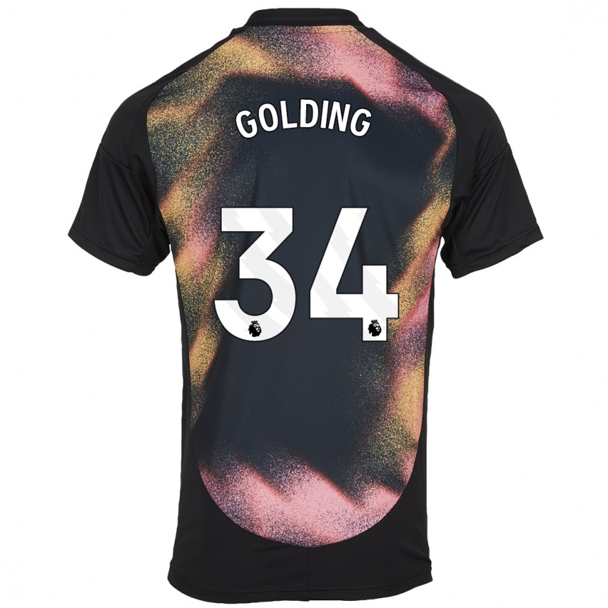 Kids Football Michael Golding #34 Black White Away Jersey 2024/25 T-Shirt