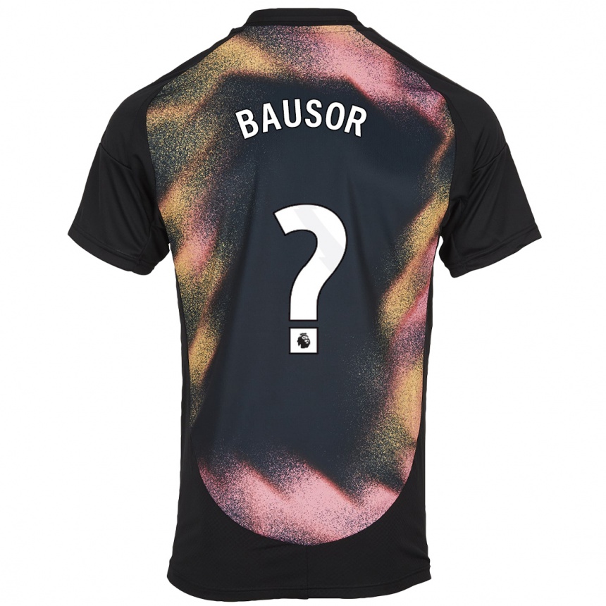 Kids Football Stevie Bausor #0 Black White Away Jersey 2024/25 T-Shirt