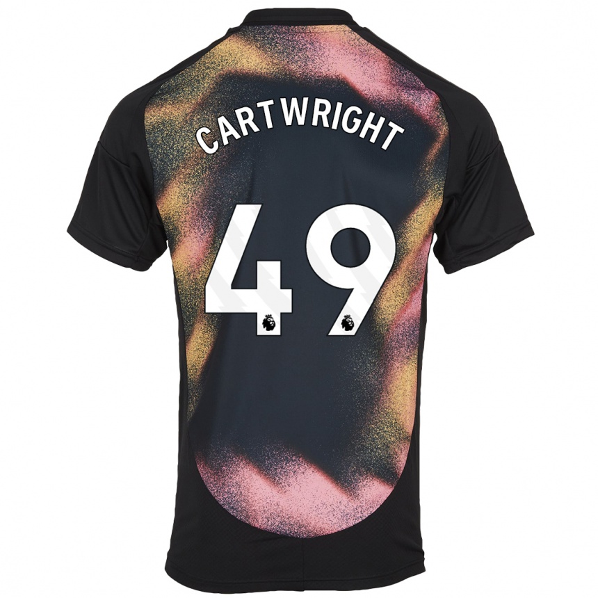 Kids Football Henry Cartwright #49 Black White Away Jersey 2024/25 T-Shirt