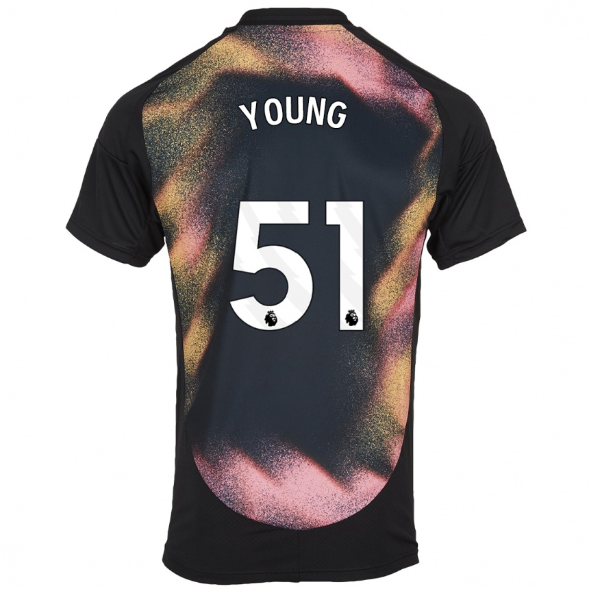 Kids Football Brad Young #51 Black White Away Jersey 2024/25 T-Shirt