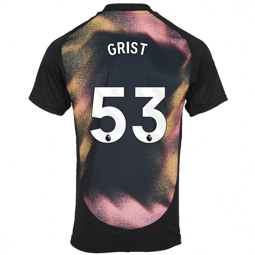 Kids Football Ben Grist #53 Black White Away Jersey 2024/25 T-Shirt