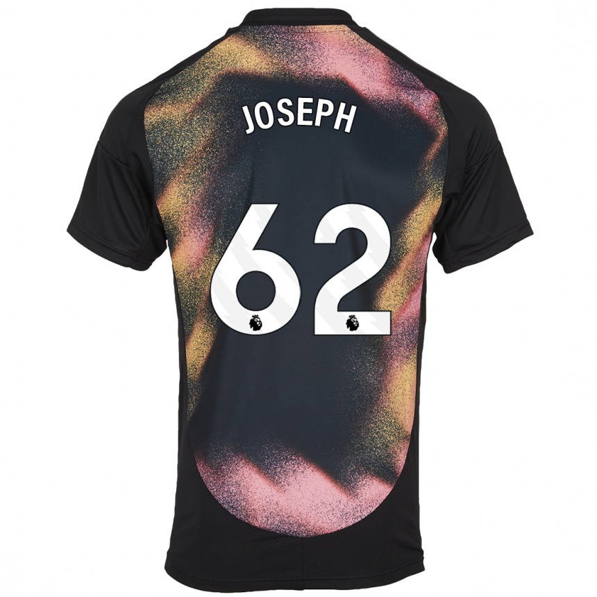 Kids Football Jayden Joseph #62 Black White Away Jersey 2024/25 T-Shirt