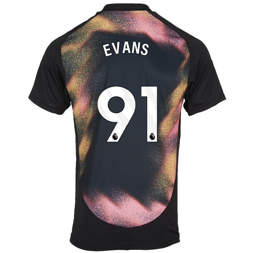 Kids Football Jake Evans #91 Black White Away Jersey 2024/25 T-Shirt