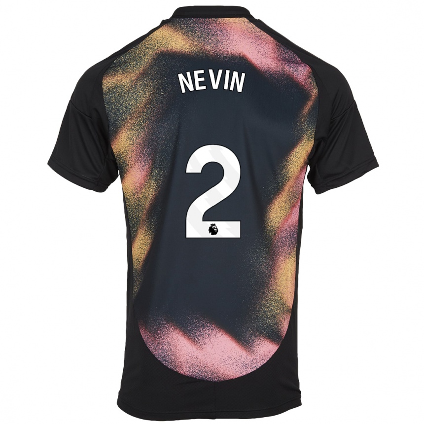 Kids Football Courtney Nevin #2 Black White Away Jersey 2024/25 T-Shirt