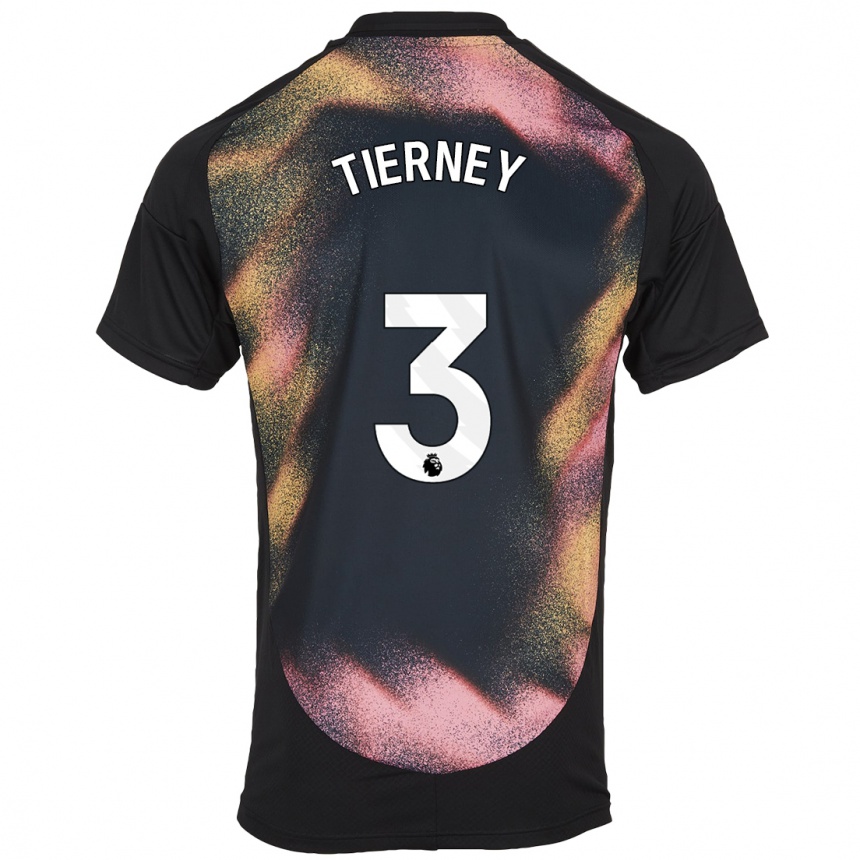 Kids Football Sam Tierney #3 Black White Away Jersey 2024/25 T-Shirt