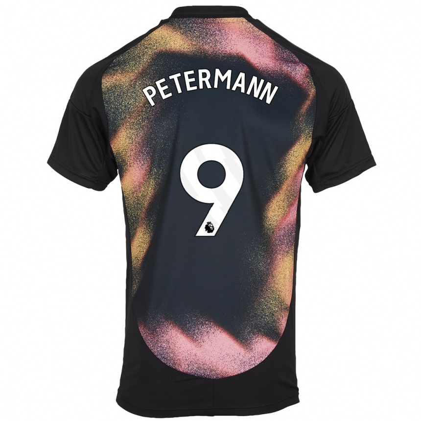 Kids Football Lena Petermann #9 Black White Away Jersey 2024/25 T-Shirt