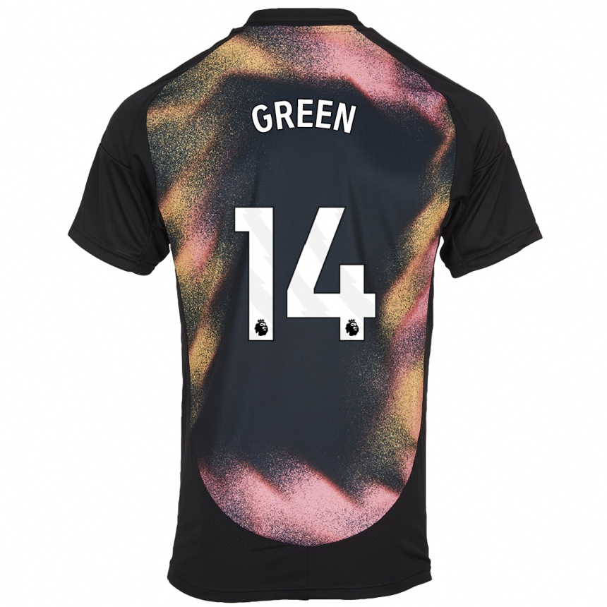 Kids Football Josie Green #14 Black White Away Jersey 2024/25 T-Shirt