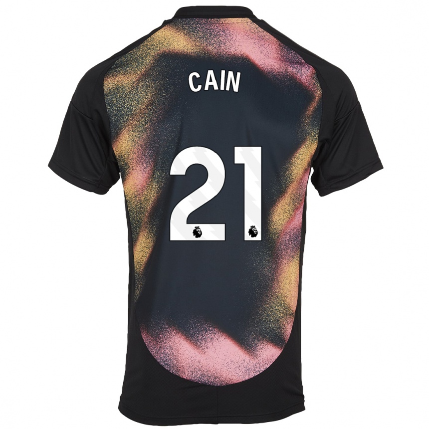 Kids Football Hannah Cain #21 Black White Away Jersey 2024/25 T-Shirt