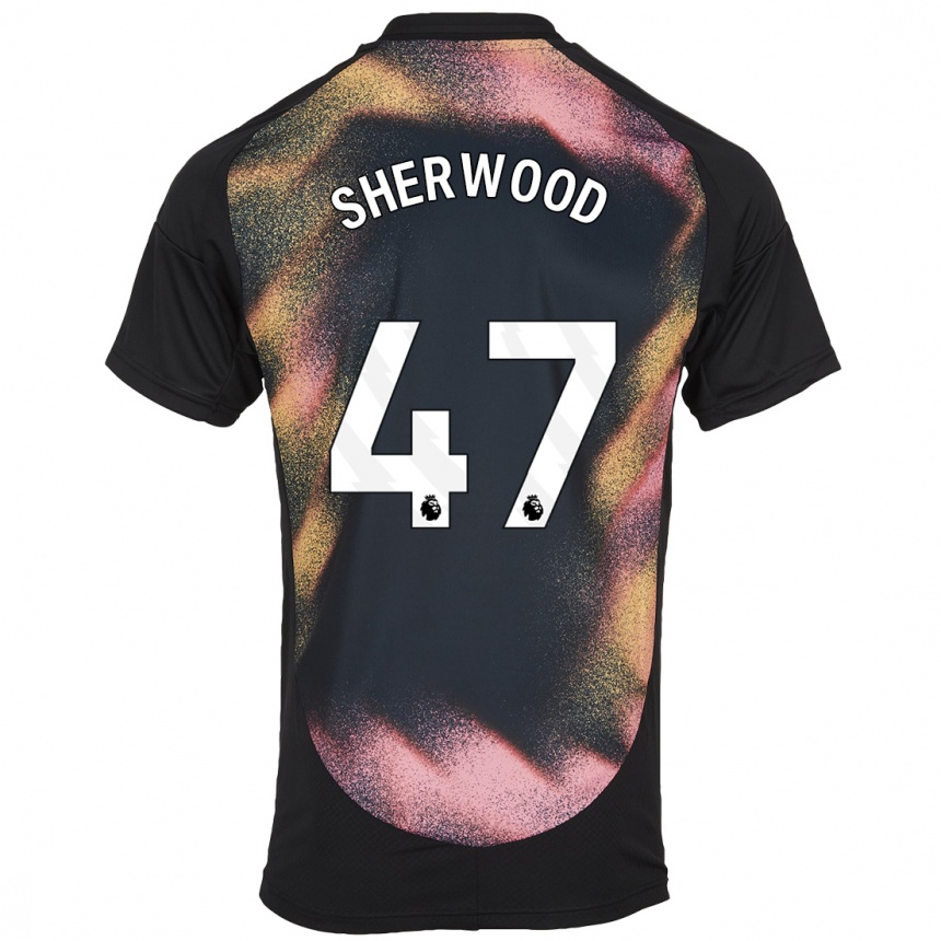 Kids Football Simone Sherwood #47 Black White Away Jersey 2024/25 T-Shirt