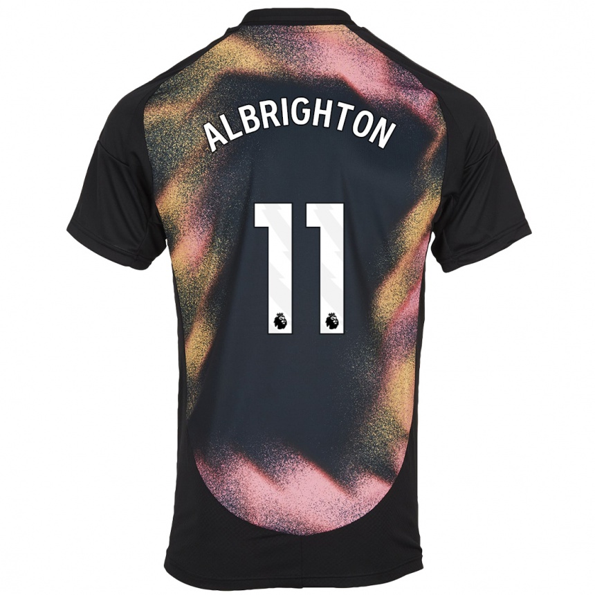 Kids Football Marc Albrighton #11 Black White Away Jersey 2024/25 T-Shirt