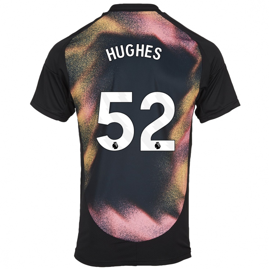 Kids Football Iestyn Hughes #52 Black White Away Jersey 2024/25 T-Shirt