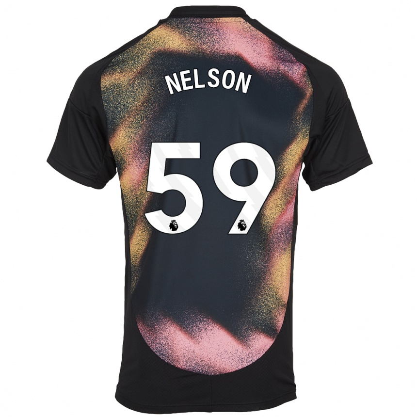 Kids Football Ronny Nelson #59 Black White Away Jersey 2024/25 T-Shirt