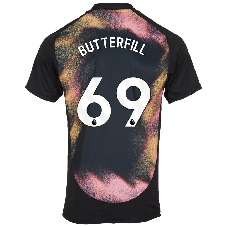 Kids Football Jack Butterfill #69 Black White Away Jersey 2024/25 T-Shirt