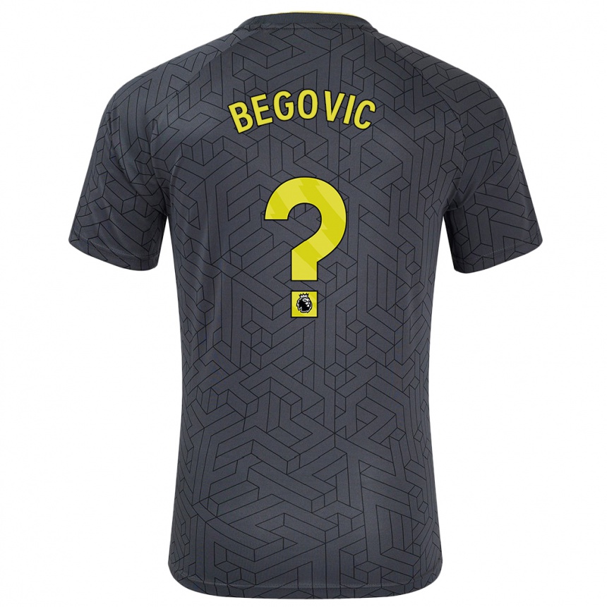 Kids Football Asmir Begovic #0 Black Yellow Away Jersey 2024/25 T-Shirt