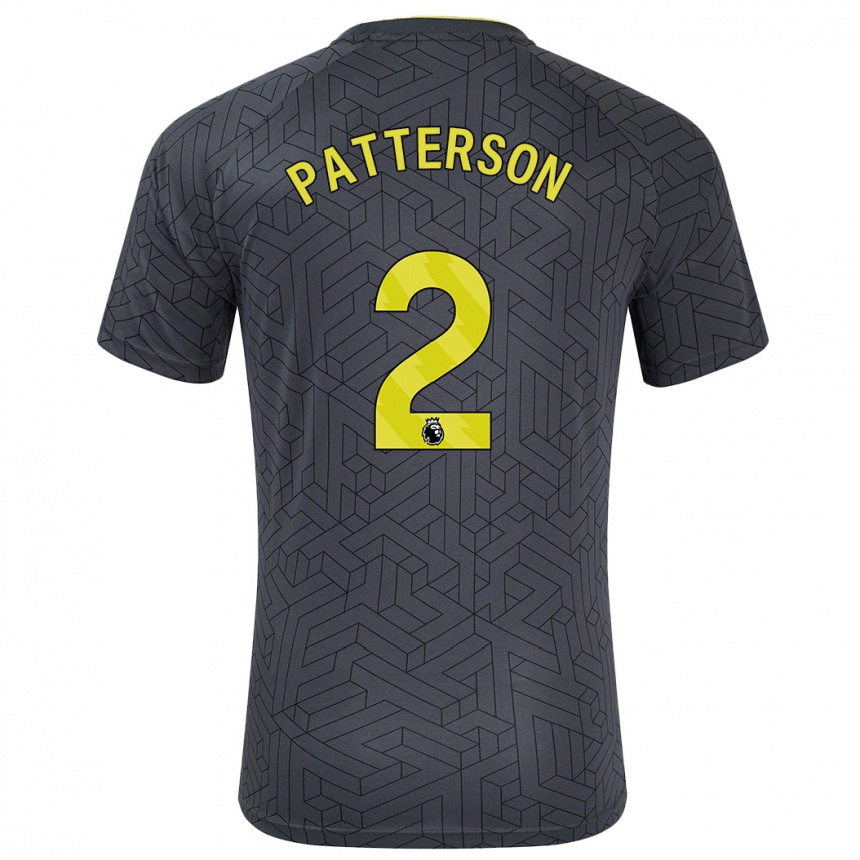 Kids Football Nathan Patterson #2 Black Yellow Away Jersey 2024/25 T-Shirt