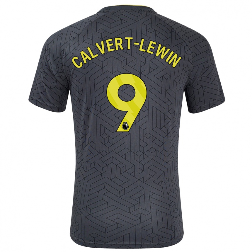 Kids Football Dominic Calvert-Lewin #9 Black Yellow Away Jersey 2024/25 T-Shirt