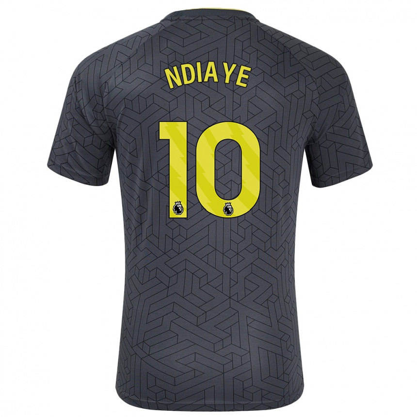 Kids Football Iliman Ndiaye #10 Black Yellow Away Jersey 2024/25 T-Shirt