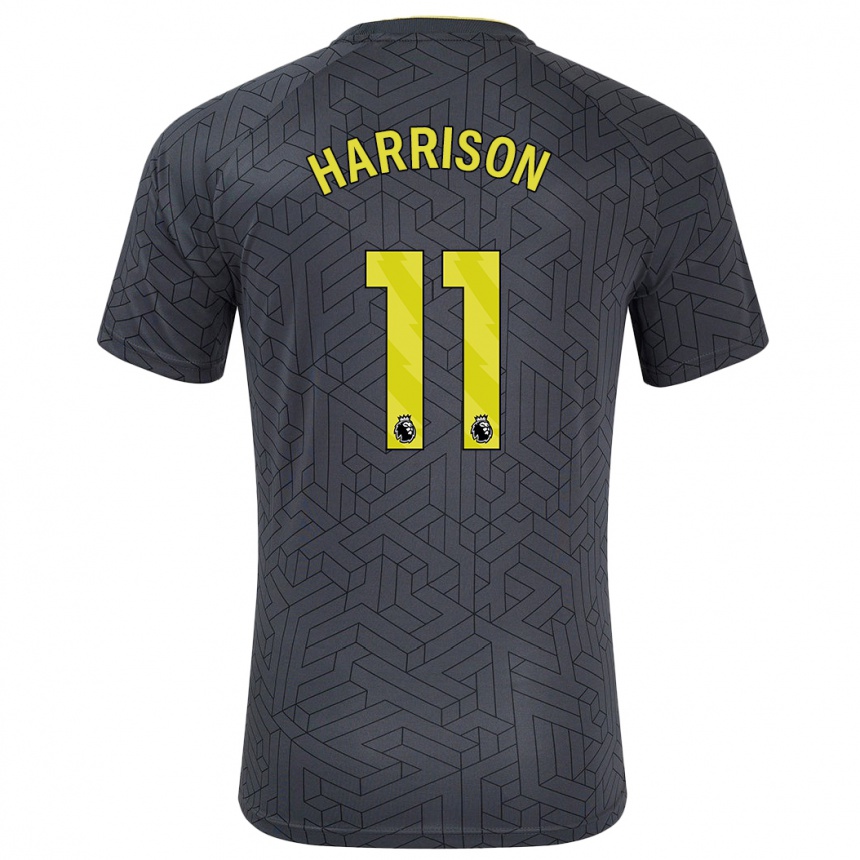 Kids Football Jack Harrison #11 Black Yellow Away Jersey 2024/25 T-Shirt