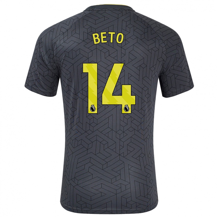 Kids Football Beto #14 Black Yellow Away Jersey 2024/25 T-Shirt