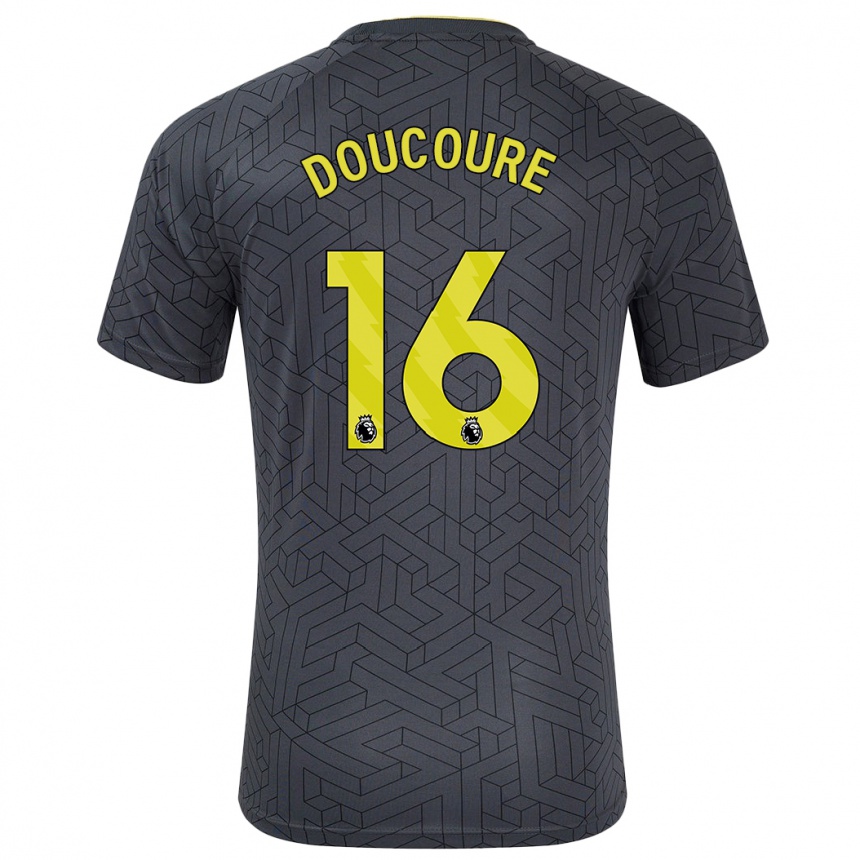 Kids Football Abdoulaye Doucouré #16 Black Yellow Away Jersey 2024/25 T-Shirt