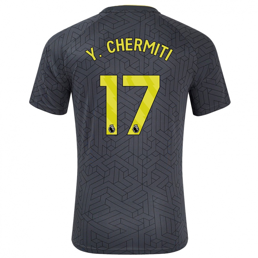 Kids Football Chermiti #17 Black Yellow Away Jersey 2024/25 T-Shirt