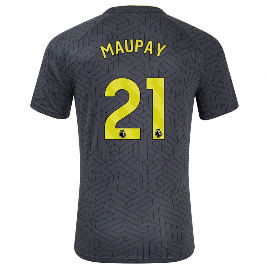 Kids Football Neal Maupay #21 Black Yellow Away Jersey 2024/25 T-Shirt